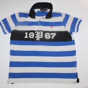 Polo Ralph Lauren Mens New Collection Polo Shirt Blue & White Custom Fit Large